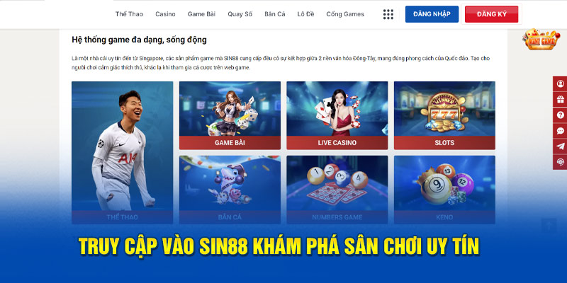 Truy cập vào Sin88 khám phá sân chơi uy tín